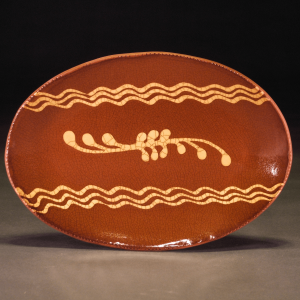 Oval Plate, Slipware, Swag and Waves