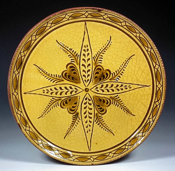 Round Plate, Sgraffito, Vine and Leaf