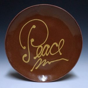 Round Plate, Slipware, Peace