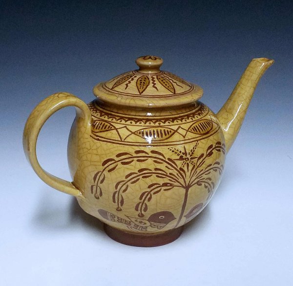Teapot, sgraffito, Tree of Life