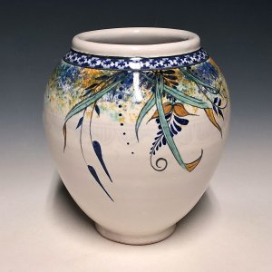 Oval Jar, Sponged Floral,