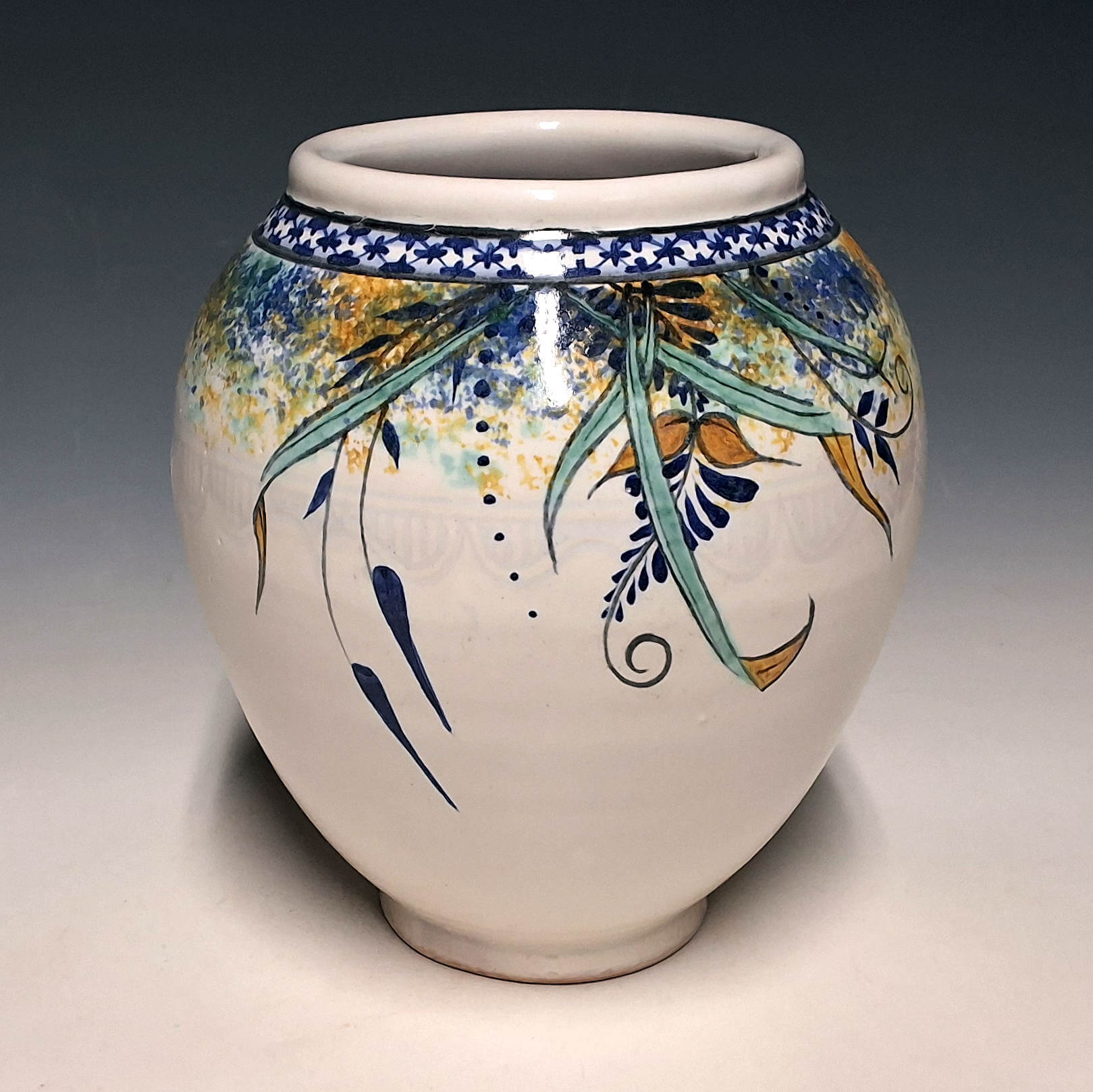 Oval Jar, Sponged Floral,