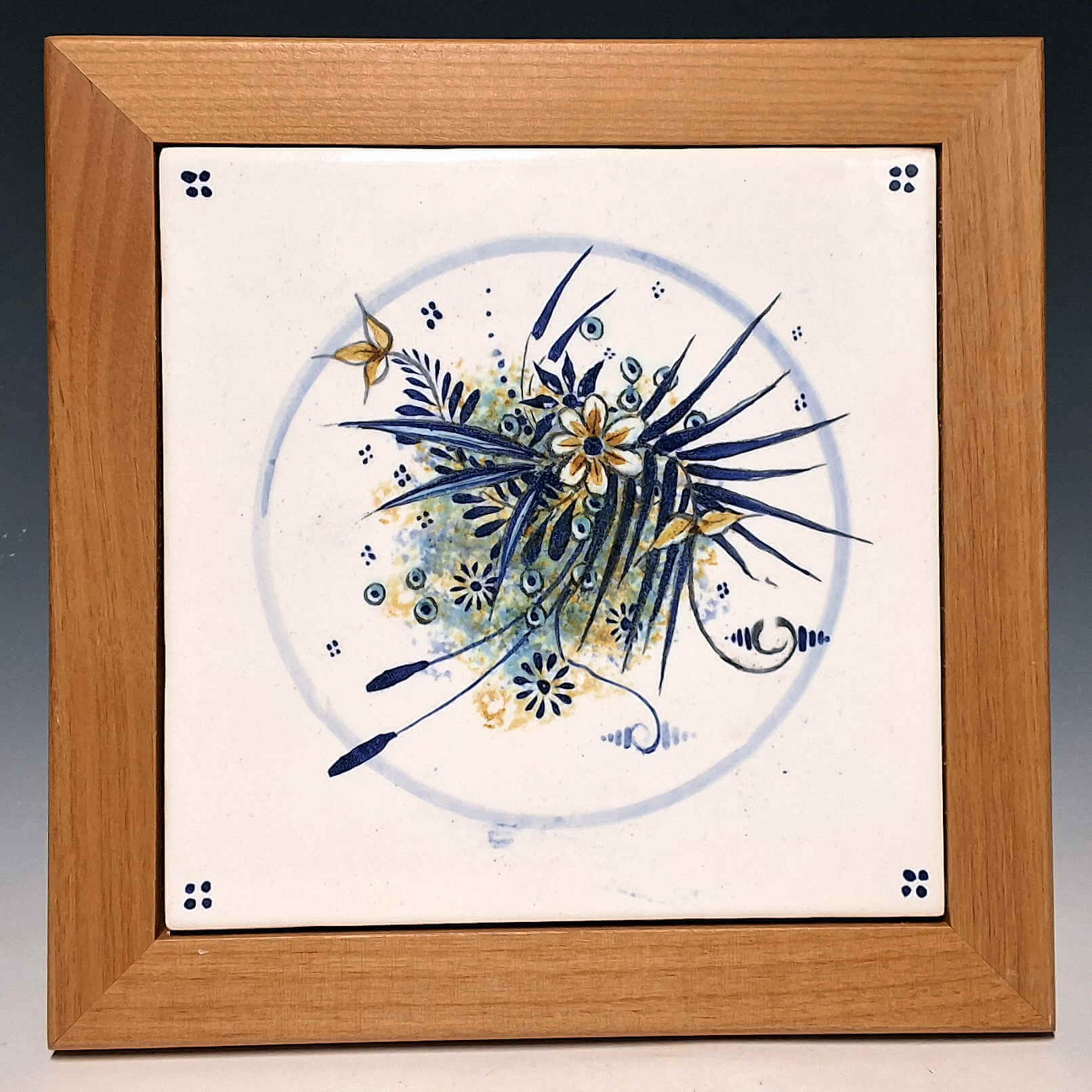 Framed Tile, 6x6, Polysponge Floral