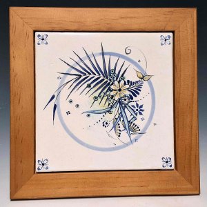 Framed Tile, 6x6, Rutile sponge floral
